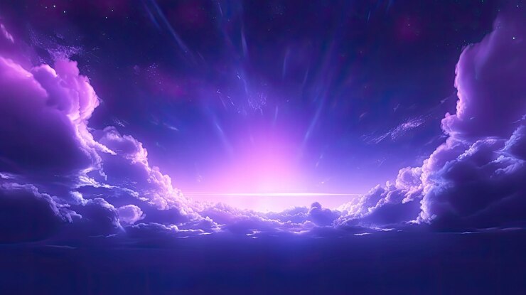 El fondo del cielo de brillo de neón violeta 8k iluminación realista