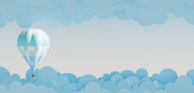 Foto fondo del cielo nubes escena balones en un cielo nublado arte de corte de papel ilustración 3d