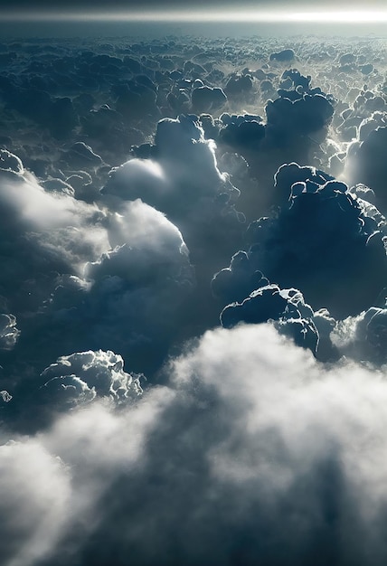 Fondo del cielo con nubes. Volando a través de las nubes.