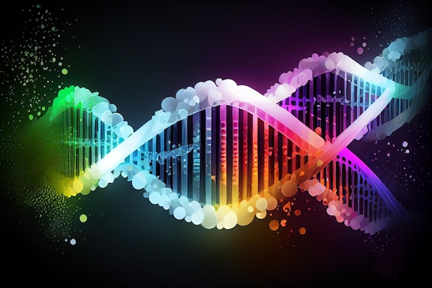 Fondo de ciencia abstracta con hebras de ADN