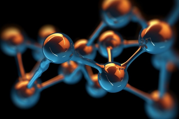 Fondo de ciencia de estructura molecular Render 3D