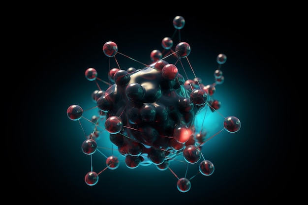 Fondo de ciencia con molécula o átomo Estructura abstracta para ciencia o fondo médico ilustración 3d