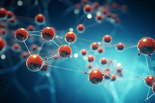 Fondo científico con estructura abstracta de moléculas o átomos para fondo científico o médico