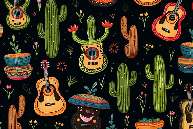 Fondo de Cinco de Mayo con un cactus gracioso