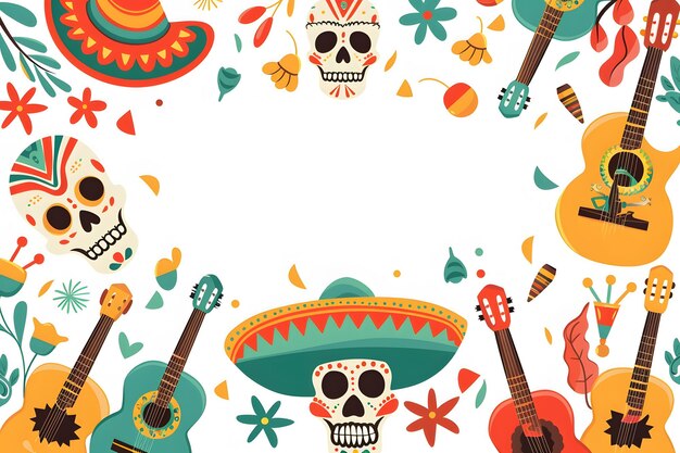 Fondo de Cinco de Mayo con elementos tradicionales mexicanos