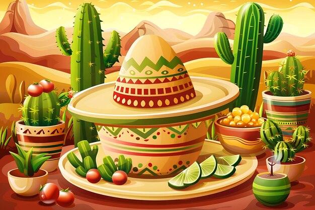 Fondo de Cinco de Mayo con elementos tradicionales