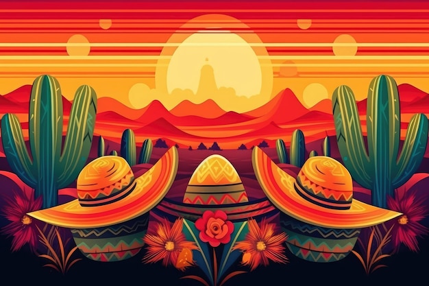 El fondo del Cinco de Mayo Ilustración Generativa IA