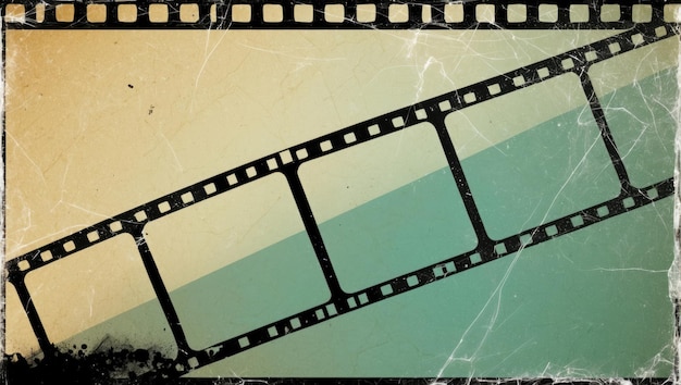 Un fondo de cinta de película vintage con un marco vacío con textura para la creatividad