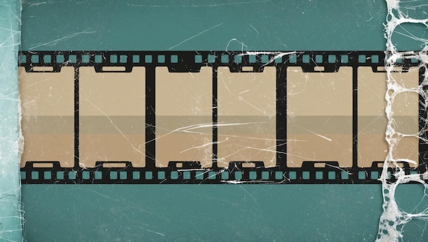 Un fondo de cinta de película vintage con un marco vacío con textura para la creatividad