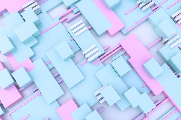 Fondo de circuito de estructura de tablero de cubos de renderizado 3D