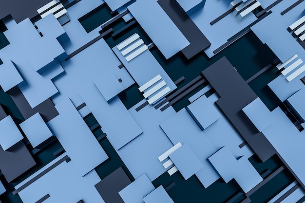 Fondo de circuito de estructura de tablero de cubos de renderizado 3D