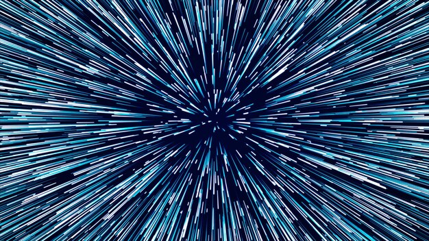 Fondo circular abstracto de velocidad de la luz Líneas dinámicas Explosión futurista de luz Rayos de color en movimiento Transferencia de grandes datos en el ciberespacio Renderización 3D