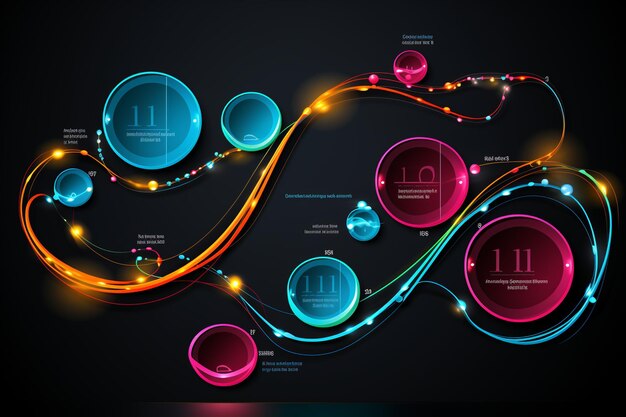 Foto fondo de círculo brillante de colores para las opciones de número de diagrama de diseño o web