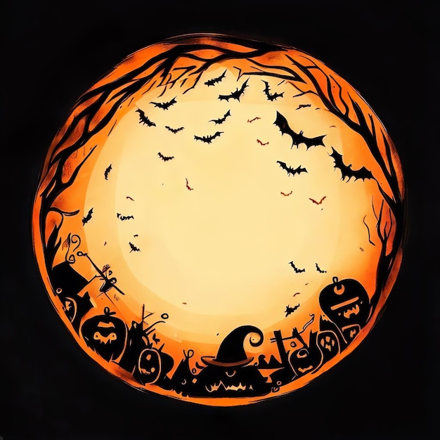 Fondo de círculo de halloween naranja y negro