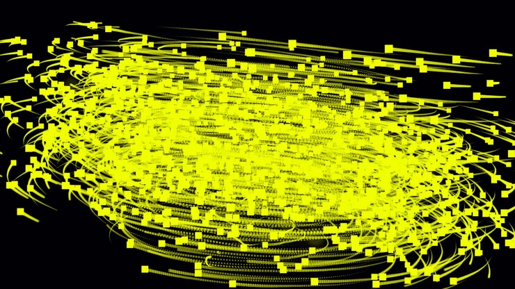 Fondo de círculo vectorial Estilo técnico generado por computadora de color amarillo o dorado abstracto en fondo oscuro