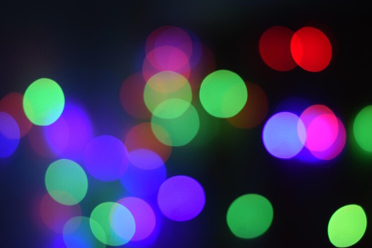 Fondo de círculos Bokeh Luces desenfocadas en colores RGB