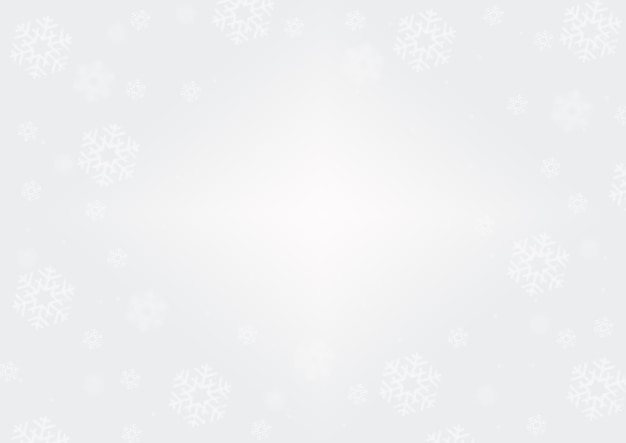 Fondo claro blanco con copos de nieve blancos con espacio para el texto