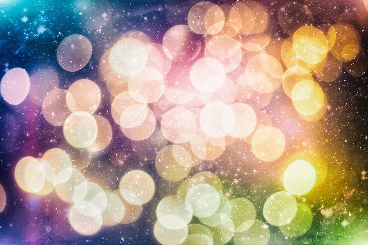 Foto fondo claro de navidad. telón de fondo brillante de vacaciones. fondo desenfocado con estrellas parpadeantes. bokeh borroso.