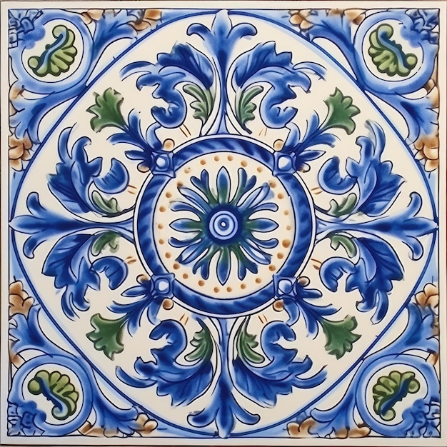 el fondo clásico de azulejos de flores retro sin costuras decoración eslava de vidriado vintage