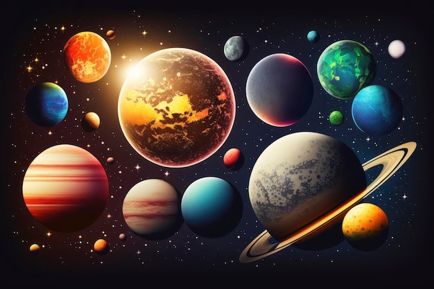 El fondo del clipart de los planetas