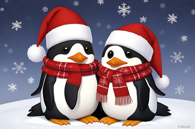 El fondo de los cliparts de sublimación de los pingüinos de Navidad
