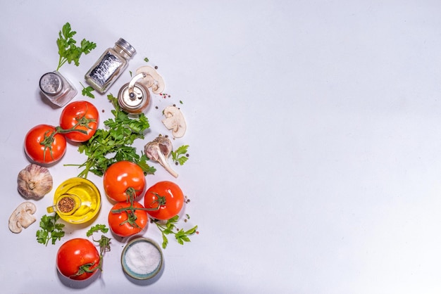 Fondo de cocina con ingredientes vegetales