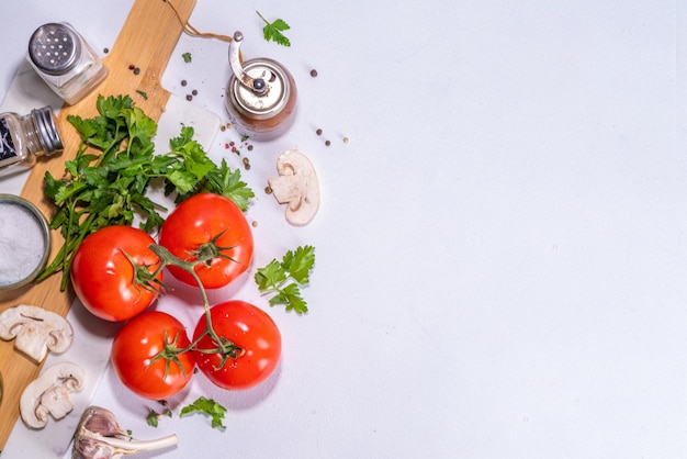 Fondo de cocina con ingredientes vegetales