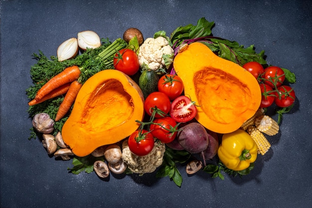 Fondo de cocina de verduras de otoño