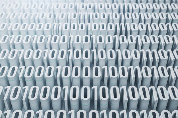 Fondo de codificación blanco abstracto 10 Concepto de tecnología y programación Representación 3D