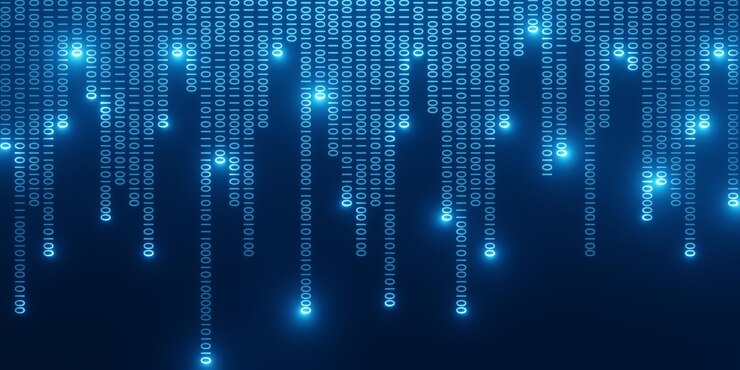 Foto fondo de código binario tecnología abstracta datos binarios digitales y concepto de datos seguros 3d