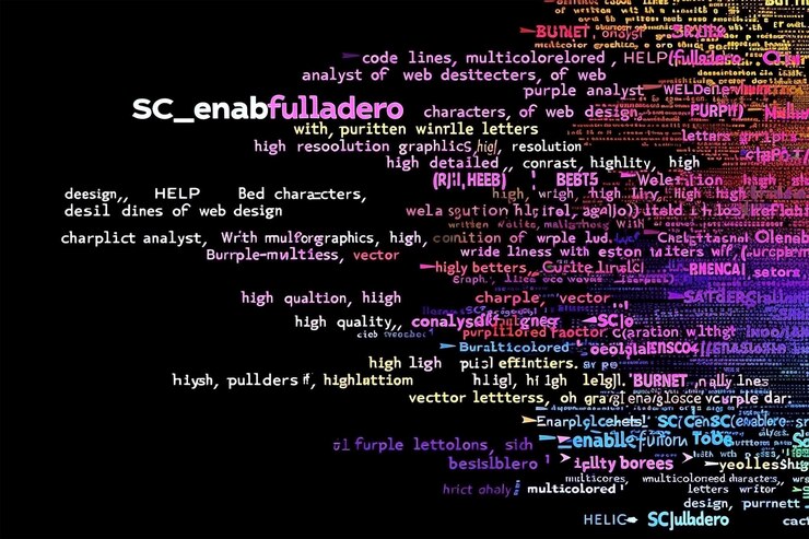 Foto fondo de código digital de estilo cyberpunk con texto colorido