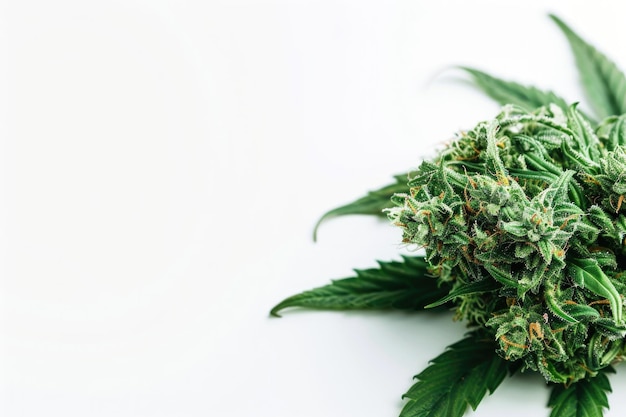 Foto el fondo de los cogollos de marihuana: primer plano de la flor de cannabis ak47 en un fondo aislado blanco