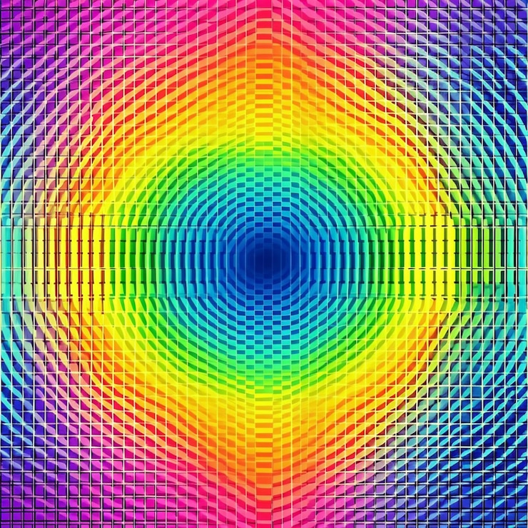 Foto un fondo de color arcoíris con un patrón circular ai generativo