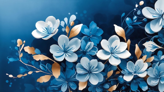 Fondo de color azul abstracto en papel tapiz de diseño floral simple generado por AI