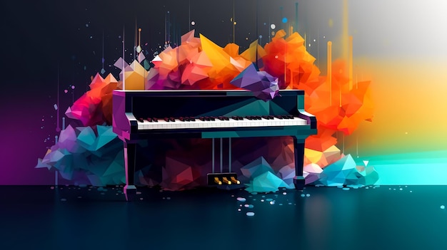 Fondo de color creativo con ai generativo de piano de cola