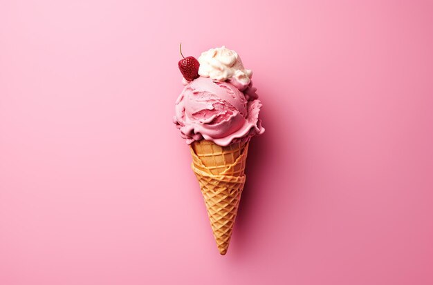 Foto fondo de color mínimo de cono de helado aislado