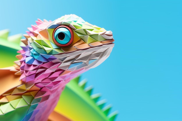 El fondo de color pastel abstracto las formas geométricas coloridas del camaleón el arte digital la IA generativa