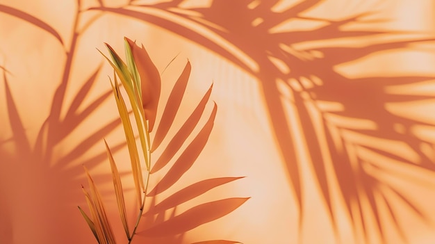 Fondo de color verano naranja y beige con sombra de palma tropical Dos tendencias pastel IA generativa