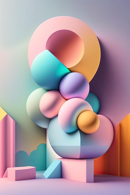 Fondo de colores pastel en 3D