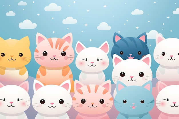 Foto el fondo de colores pastel del gato de anime