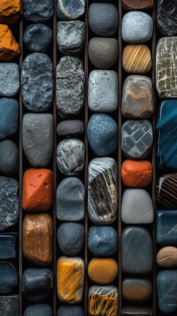 El fondo de una colorida y equilibrada pila de rocas en un entorno natural