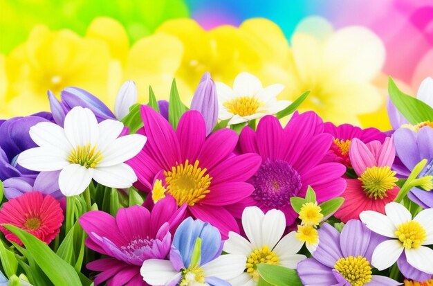 Foto el fondo de las coloridas flores de primavera