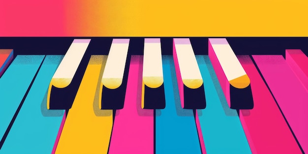 Foto el fondo de las coloridas teclas de piano