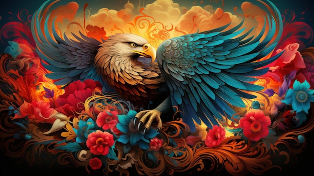 Fondo colorido abstracto de Majestic Soar con una IA generativa de águila