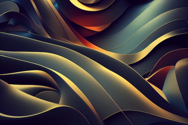 Fondo colorido abstracto ondulado renderizado en 3D