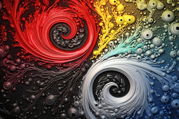 Fondo colorido abstracto con remolinos y gotas de aceite en el agua