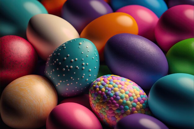 Fondo colorido de celebración de pascua de colección de huevos de pascua