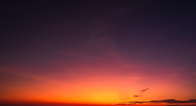 Fondo colorido del cielo del atardecer después de la puesta del sol con el cielo azul oscuro del crepúsculo en una vista de pantalla ancha