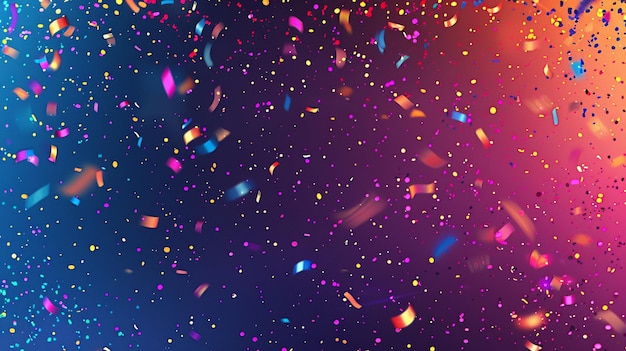 un fondo colorido con confeti y un fondo púrpura