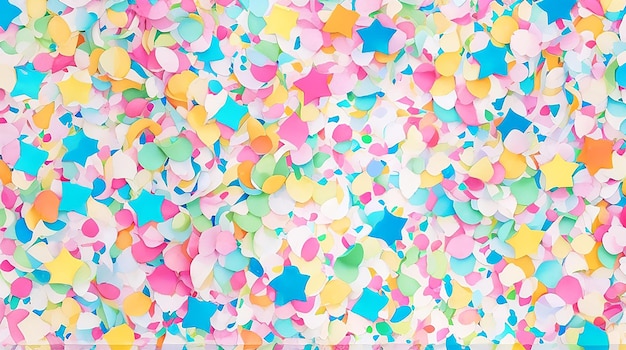 Fondo colorido de confetti en estilo plano